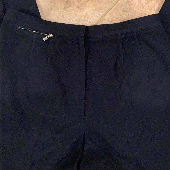 Anne Klein Unlined Wool Blend Blue Ankle Trousers - Picture 3 of 6